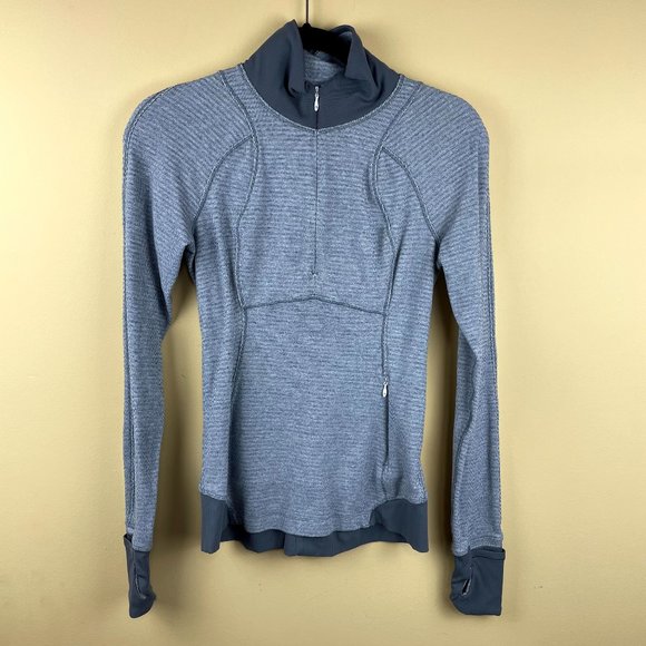 Lululemon Gray Striped Athleisure Half-Zip Jacket 4 - Picture 1 of 9